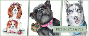 Custom Pet Portraits homepage slide 1 - Cavaliers, Staffy, Husky