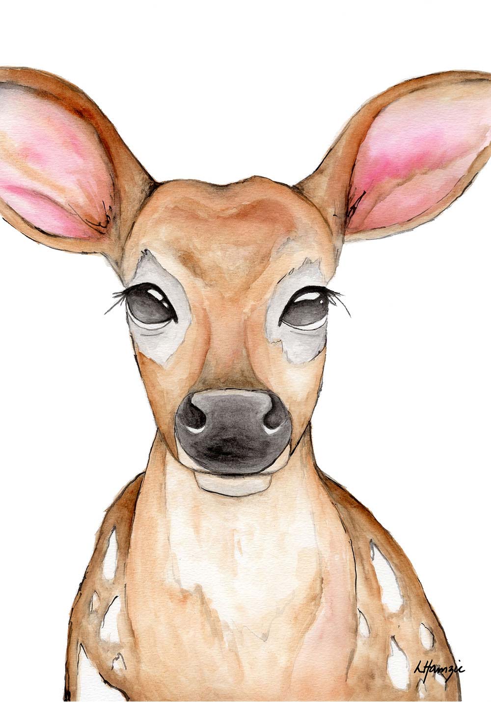 Woodland Deer A4 Unframed